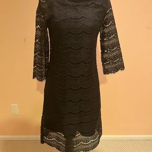 Little black lace dress knee length